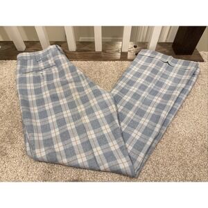 70's Sears The Men's store Perma-Prest Blue Orange Plaid Pants Slacks Flared VTG
